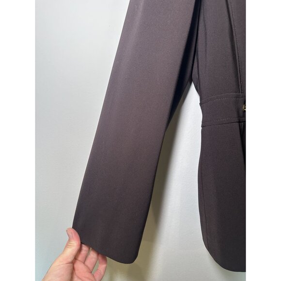 Tahari Brown Blazer Size 10 – Bronzed Hardware Detail Tailored Structured Workwe - Picture 7 of 10